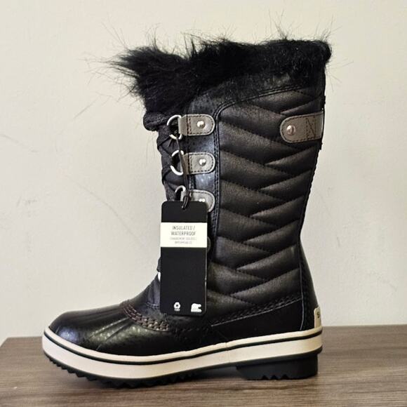Sorel Youth Waterproof Tofino II Tall Boots Girls Size 1 Black/ Quarry NWT - Picture 4 of 10